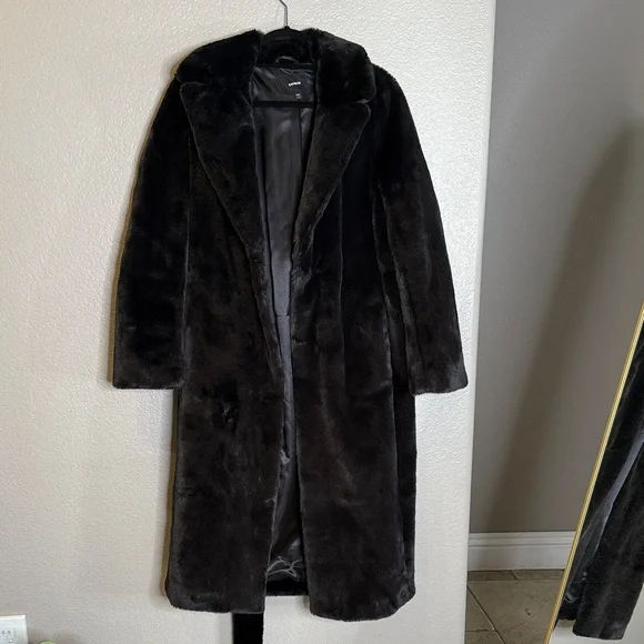 Express long faux fur warm classy elegant coat. New without tags